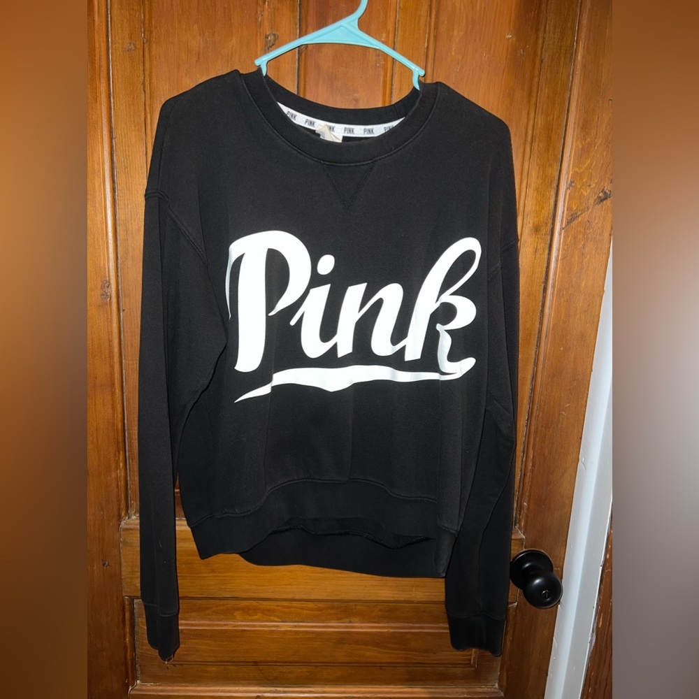 PINK Victoria’s Secret black crew neck sweatshirt size M